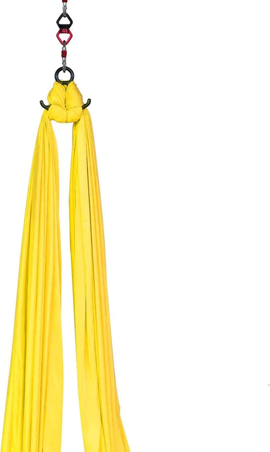 DASKING Aerial Silks Starter Kit - Durable 11Yards of Aerial Yoga Hammock with Hardware, Aerial Swing for Acrobatic Flying Yoga & All Levels (Aerial Rigging Point Up to 14ft)-StrideForce Fitness