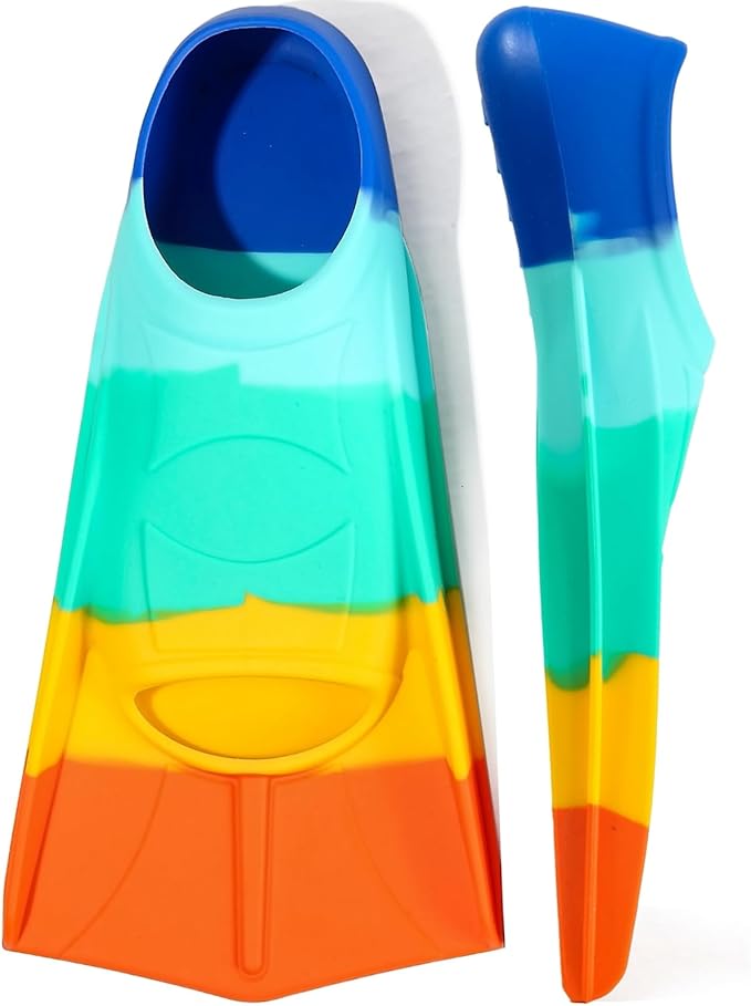 Kids Swim Fins,Short Kids Fins Youth Swimming Flippers for Lap Swimming Training for Children Girls Boys Beginners-StrideForce Fitness