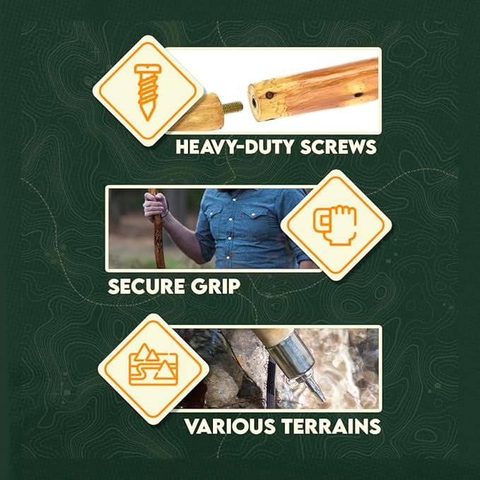 SE 3 Piece 55" Detachable Pine Wood Walking/Hiking Stick with Metal Tip, Reinforced Rubber Tip, and Water-Resistant Travel Pouch - Portable and Durable for Outdoor Adventures-StrideForce Fitness