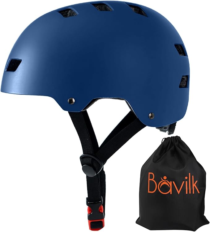 Bike Helmet 3 Sizes for Teenager Kids Youth Adults,Bavilk Skateboard Helmet Adjustable Multi-Sport Bicycle Cycling Scooter Roller Skate Inline Skating Rollerblading for Girls Boys Women Men Teen-StrideForce Fitness