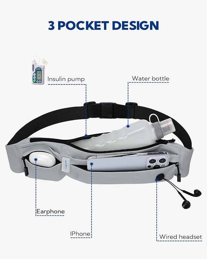 WATERFLY Running Belt Fanny Pack: Runner Marathon Jogging Waist Pack Sport Workout Exercise Fitness Phone Holder Belt for Men Women Jogger Slim Waistband-StrideForce Fitness