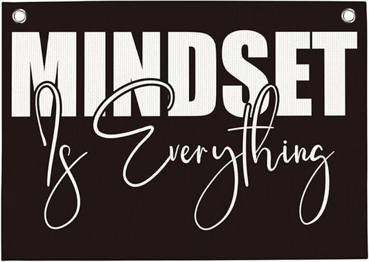Mindset is Everything Gym Motivational Wall Art Banner Dorm Posters Gifts for Guys Men Women Gym Flag Decor for Home Gym Bedroom Workout Room 30x20 Inchs-StrideForce Fitness