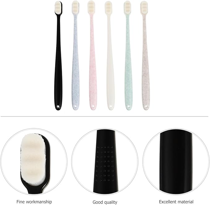 Luxshiny 6pcs Soft Bristle Toothbrushes with Ergonomic Anti-Slip Handle Deep Clean for Sensitive Gums Oral Care Supplies for Travel and Home Use
