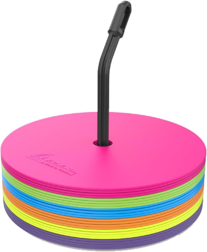 LEZER 9 Inch Flat Cones, Spot Markers, Soccer Cones, Field Court Markers, Sit Spots, Flat Discs, Soccer Training Equipment, Agility Practice, Football, Made in Taiwan-StrideForce Fitness