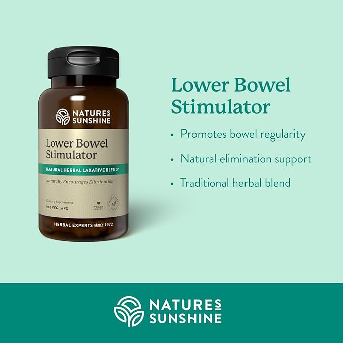 Nature's Sunshine Lower Bowel Stimulator - Helps Relieve Constipation - Cleanse & Detox Your Colon with Natural Herbal Ingredients - 25 Servings - 100 Vegcaps-StrideForce Fitness