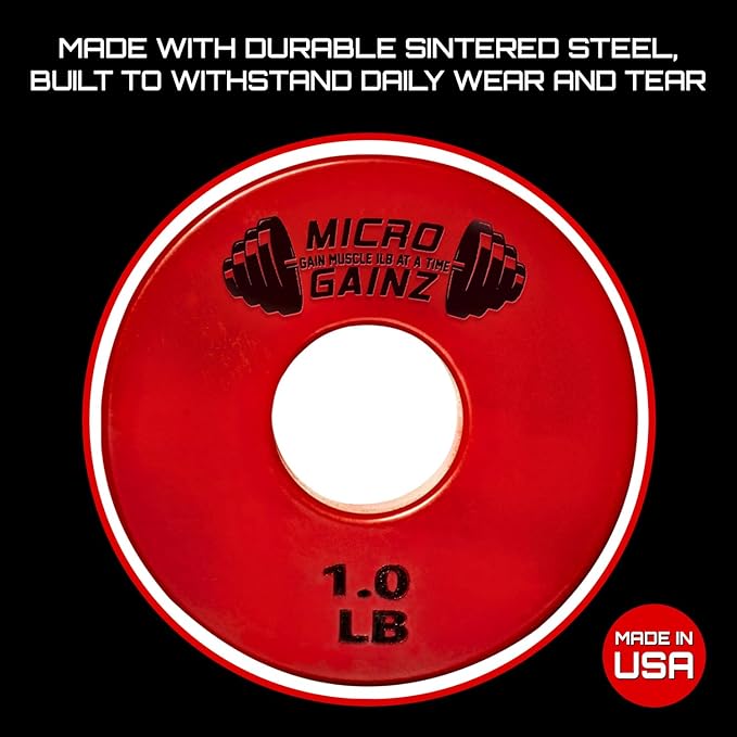 Micro Gainz Standard 1-Inch Center Hole Fractional 2 Pcs Color Weight Plates, Choose (.25LB-1LB) Designed for Standard 1-Inch Dumbbell & Barbell for Strength Training, Made in USA-StrideForce Fitness