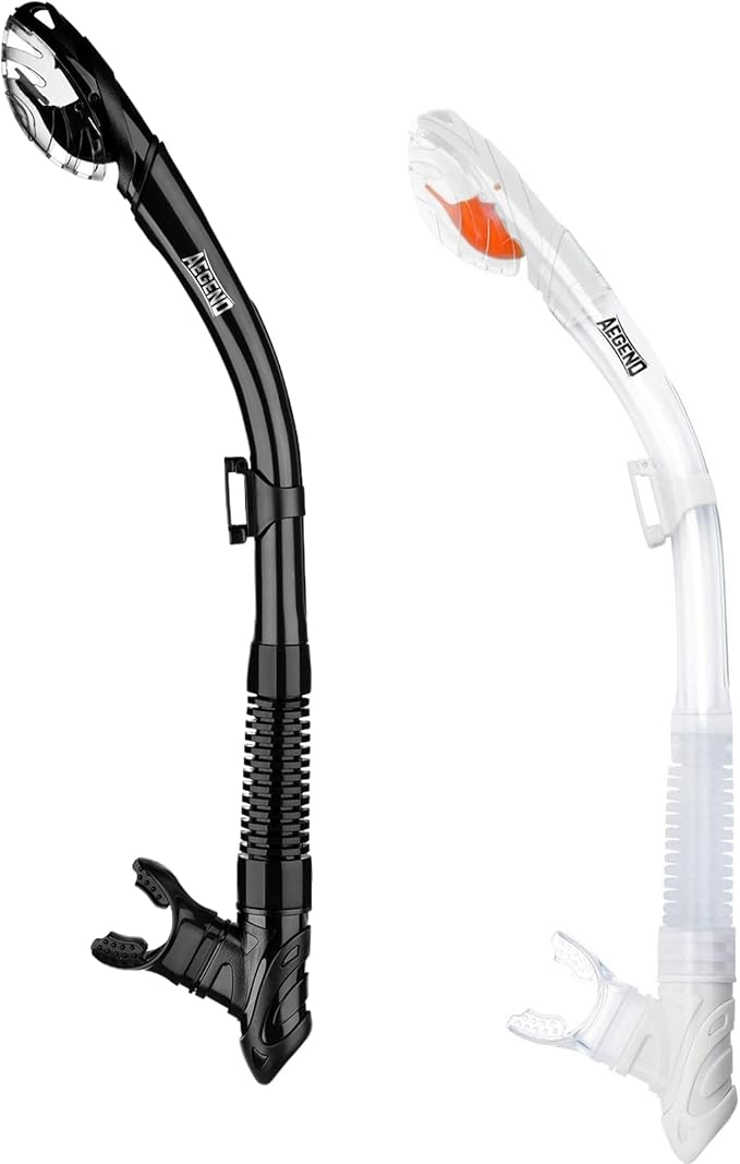 Aegend Dry Snorkel, Dive Mask Easy-Breath Free Diving Snorkel for Snorkeling Scuba Diving Freediving Swimming, with Top Dry Valve and Food-Grade Silicone Mouthpiece-StrideForce Fitness