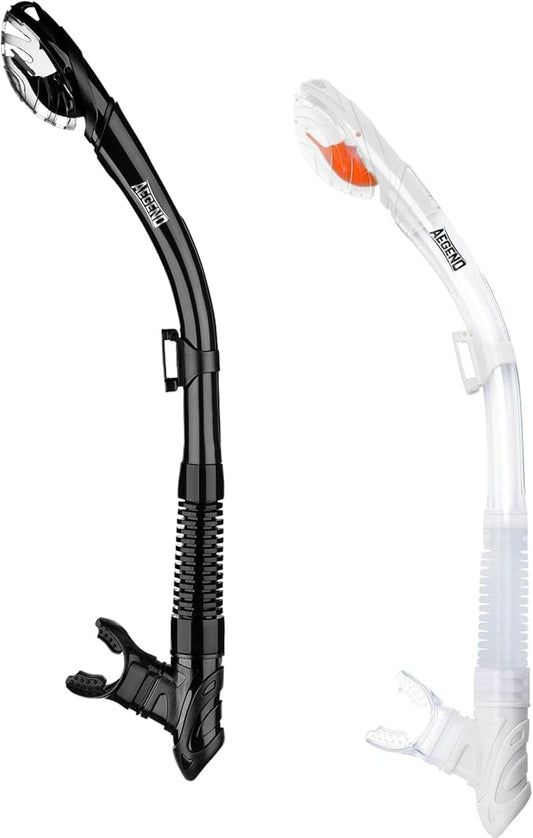 Aegend Dry Snorkel, Dive Mask Easy-Breath Free Diving Snorkel for Snorkeling Scuba Diving Freediving Swimming, with Top Dry Valve and Food-Grade Silicone Mouthpiece-StrideForce Fitness