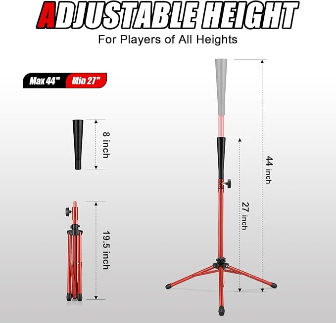 Gonex Baseball Softball Practice Hitting Batting Tripod Stand Rubber Tee Collapsible Portable with Carrying Bag-StrideForce Fitness