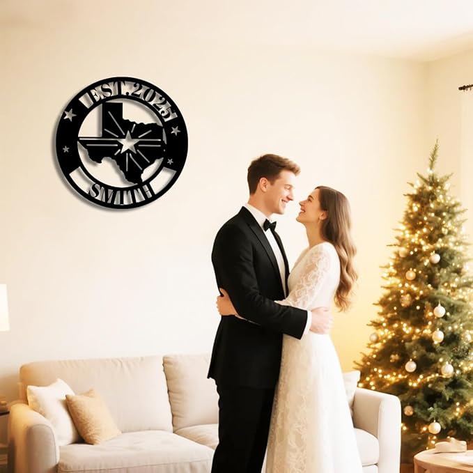 Personalized Texas Map Metal Name Sign | Custom Metal Signs | Decoration Yard Sign | Indoor Decor Gift for Women, Men, Wife, Parents, Couple-StrideForce Fitness