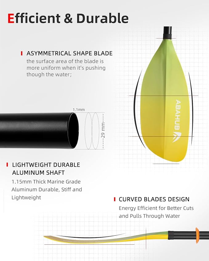 Abahub Adjustable Kayak Paddle 210-230 cm/ 230-250 cm Floating Kayaking Oars Boating Oars Canoeing Oars Black-StrideForce Fitness