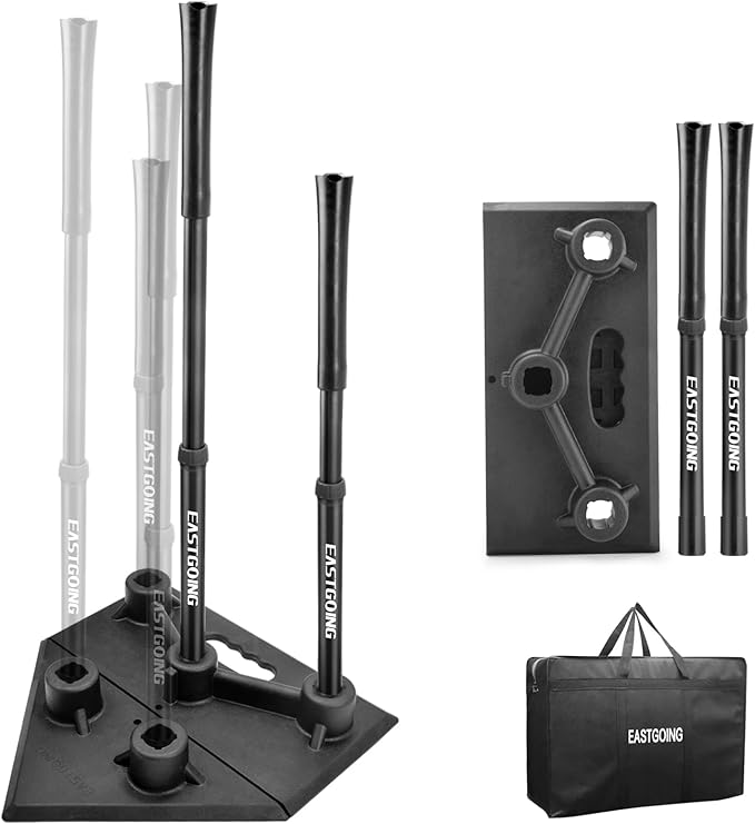 Eastgoing Heavy Duty Baseball and Softball Portable Travel Batting Tee.Adjustable 5-Position Baseball and Softball Batting Tee.Hitting Tee for Any Age Player Baseball-StrideForce Fitness