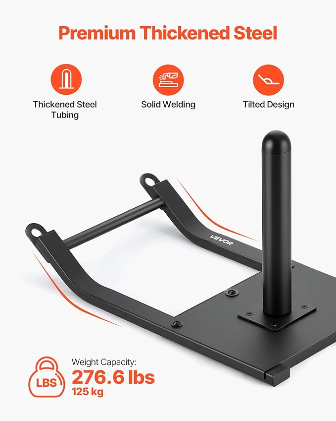 VEVOR Weight Sled, Steel Power Sled, Fitness Strength Training Sleds for Athletic Exercise Speed Improvement, Workout Fitness Equipment with Harness, Compatible with 1/2 in Weight Plates, Black-StrideForce Fitness