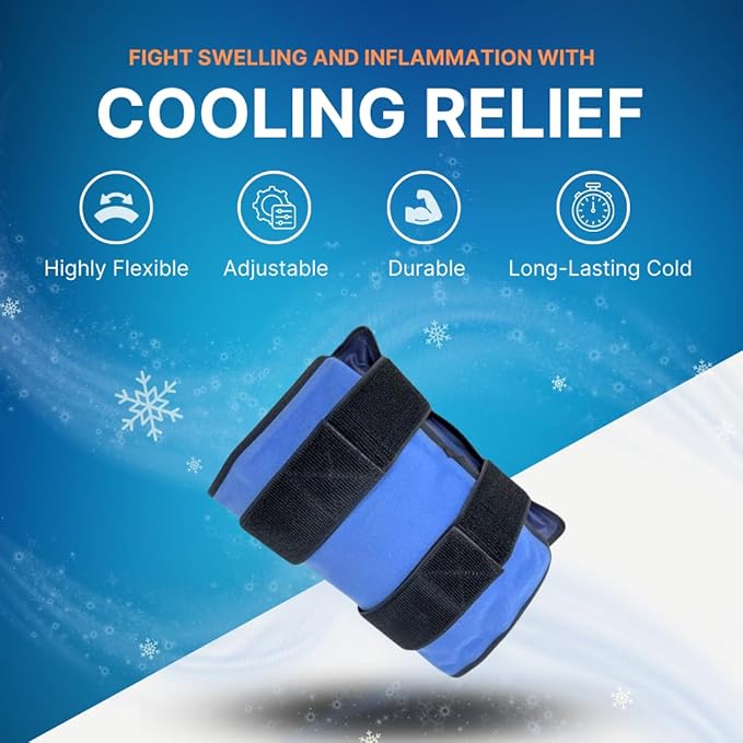 FlexiKold Reusable Gel Ice Pack with Straps – Cold Compress Pack for Injuries – Flexible Medical Ice Wrap for Back, Shoulders, Legs, Knees, Sciatica, Muscle Pain – Half Size-StrideForce Fitness