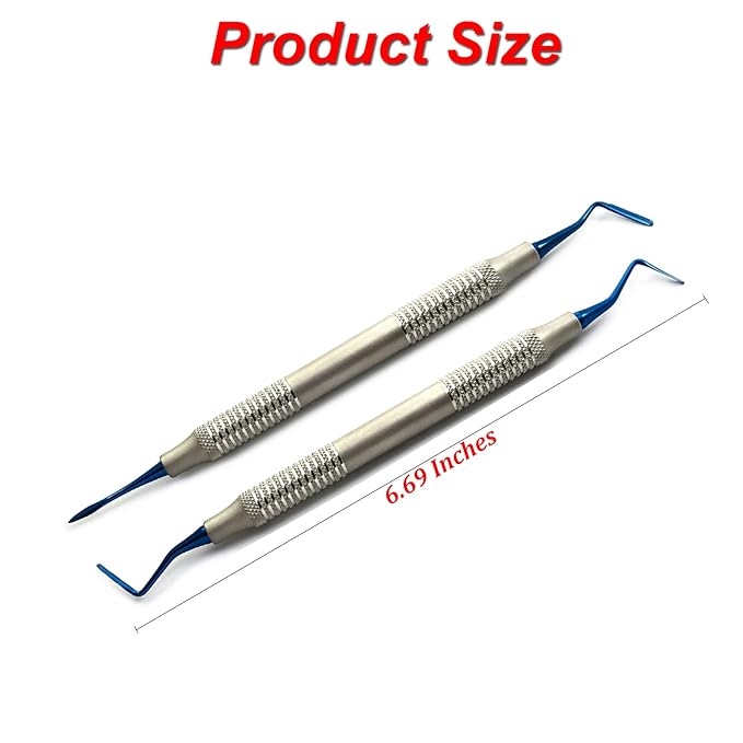 MEDSPO Professional Dental Instruments Osteotome Periotome Luxating Elevator Implant | Orthodontic PDL Teeth | Surgical Root Extraction Spreading (Titanium Coated Tips Sinus Lift PT1 & PT2 Set Of 2)