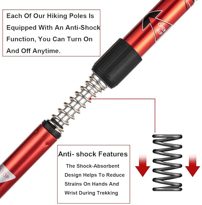 Aihoye Hiking Trekking Poles, 2 Pack Collapsible, Lightweight, Anti Shock, Walking Sticks, Adjustable Hiking Pole for Men and Women-StrideForce Fitness