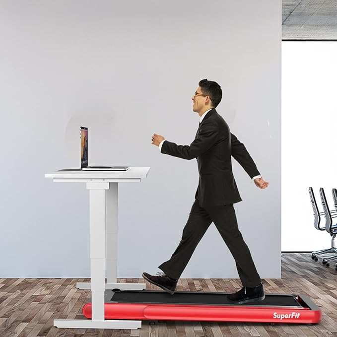 GYMAX Walking Pad, 4.75HP Under Desk Treadmill with LED Touch Screen, App Control, Built-in Speaker & Handle, 2 in 1 Folding Compact Portable Treadmill for Home Small Space-StrideForce Fitness