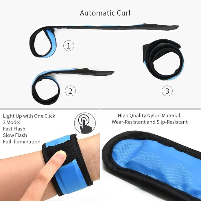 LOBKIN Safety Bracelets, LED Slap Armband Kids Walking at Night Safe LED Light Wrist Light Reflective Belt, Magic Band Running Lights for Runners-StrideForce Fitness