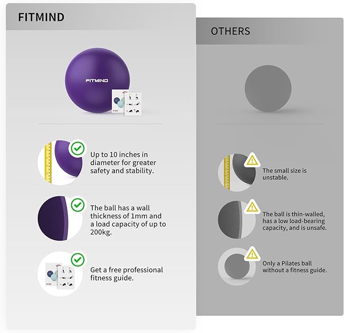 Pilates Ball - 10 Inch Core Ball for Yoga, Stability, Fitness, Ab & Core Workout, Physical Therapy-StrideForce Fitness