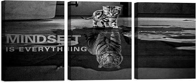 Yetaryy Inspirational Canvas Wall Art Large 3 Pieces Motivational Wall Art Picture Mindset is Everything Wooden Framed Artwork Entrepreneur Quotes Inspiration Wall Decor Painting Picture Wall Ar Hang,-StrideForce Fitness