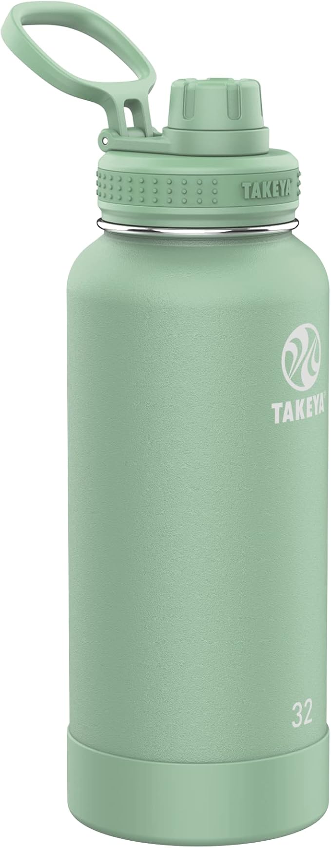 Takeya Actives Water Bottle with Spout Lid - Bottle with Double Stainless Steel Insulation - Dishwasher Safe & BPA-Free - Bottle with Spout Lid & Removable Bumper - 32 oz, Cucumber-StrideForce Fitness