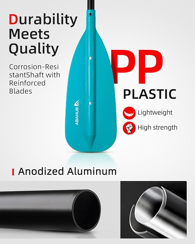 Abahub Adjustable Canoe Paddle Aluminum Shaft, 4'3''-5'3''/130cm-160cm, Floatable Oar for Canoeing Boating Kayaking-StrideForce Fitness