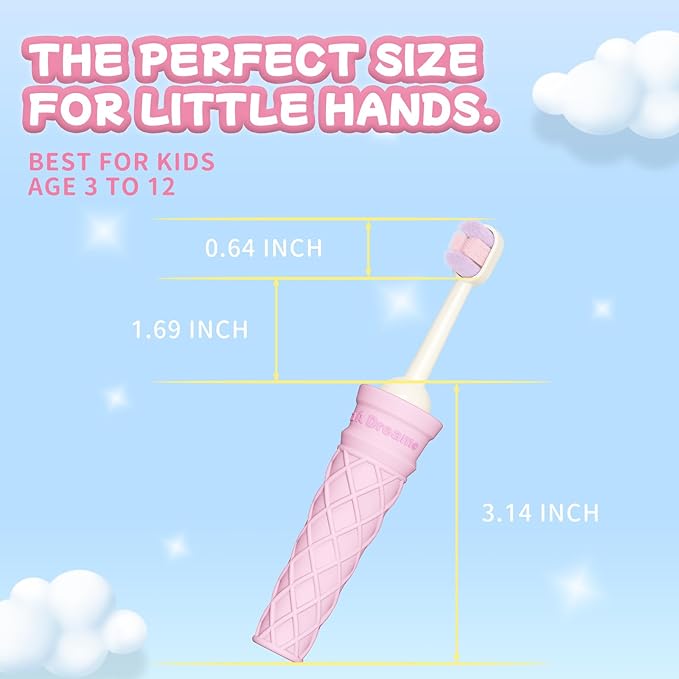 Kids Toothbrush with Wide Non-Slip Grip - 3 Pack Extra Soft Bristles, Multi-Colored & Fun for Beginner Cleaning, Ergonomic, BPA & Cruelty-Free (Age 3+)