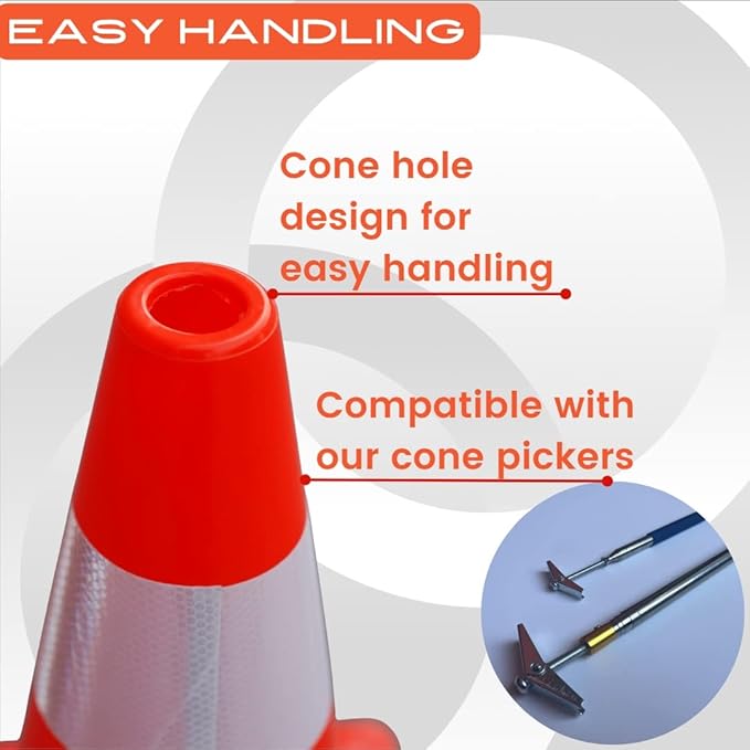 6, 9, 12, 18, 28 Inch Sports Training Traffic Cones - Durable Orange Cones for Soccer, Football, Basketball, Agility Drills, Parking, Safety, Road Use (Set of 12)-StrideForce Fitness