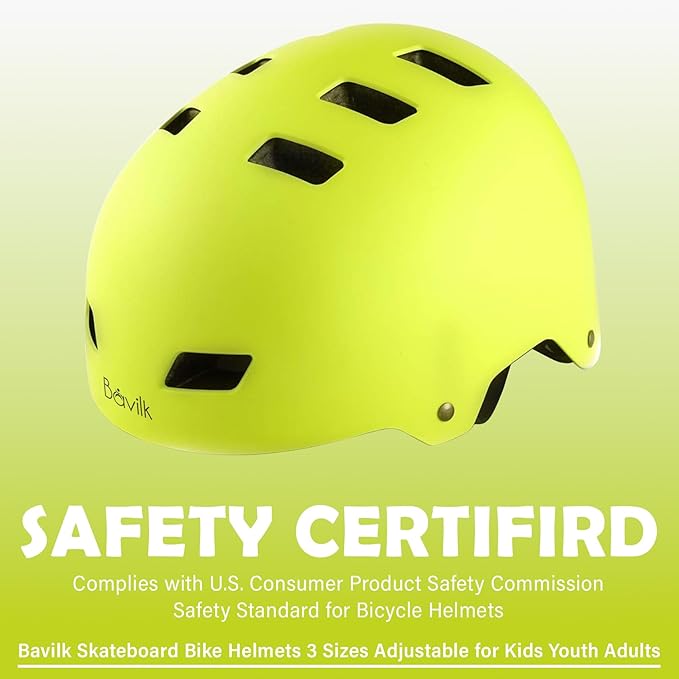 Bike Helmet 3 Sizes for Teenager Kids Youth Adults,Bavilk Skateboard Helmet Adjustable Multi-Sport Bicycle Cycling Scooter Roller Skate Inline Skating Rollerblading for Girls Boys Women Men Teen-StrideForce Fitness