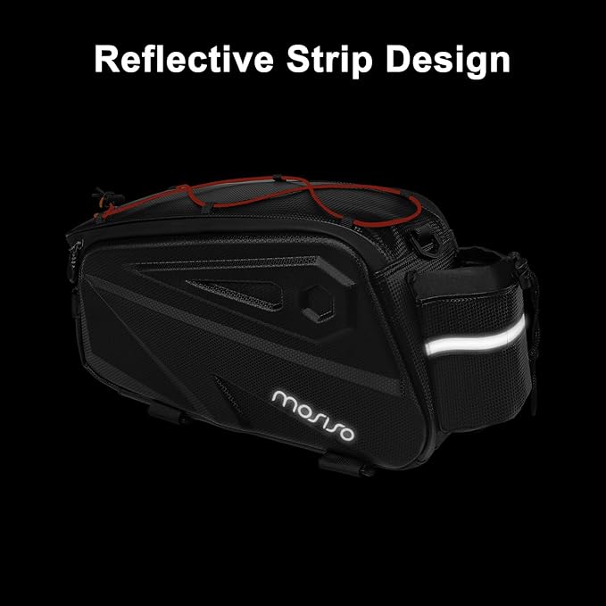MOSISO Bike Rack Bag, Waterproof Bike Rear Rack Handbag Bicycle Trunk Bag, 14L EVA Mountain Bicycle Rear Seat Storage Saddle Pouch Cycling Luggage Pouch with Shoulder Strap, Red-StrideForce Fitness