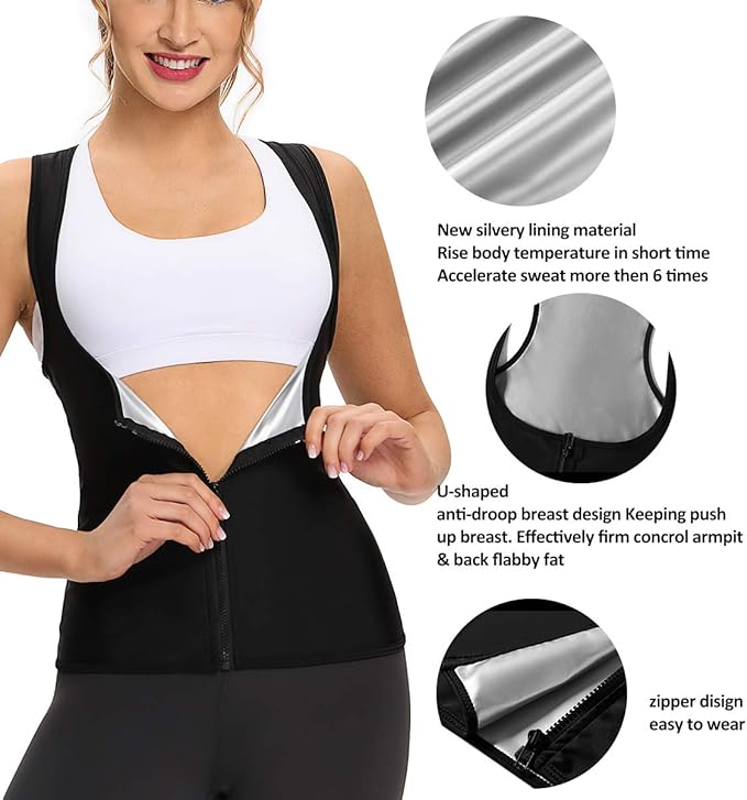 NonEcho Women Neoprene Sweat Vest for Women Sauna Suit Hot Sweat Waist Trainer Vest Slimming Body Shaper-StrideForce Fitness