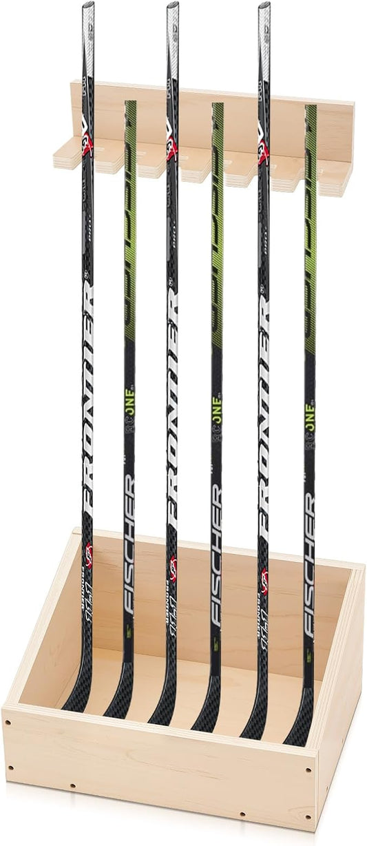 Leinuosen Hockey Stick Holder Wall Mounted and Vertical 2 in 1 Wooden Ice Hockey Rack Organizer Storage and Display Large Capacity Organizer Holds up to Sticks for Player Gifts-StrideForce Fitness