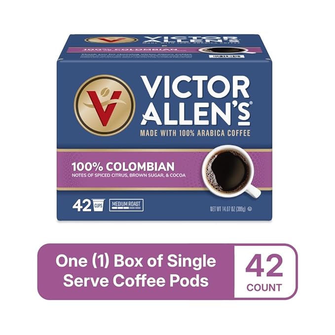 Victor Allen's Coffee 100% Colombian, Medium Roast, 42 Count, Single Serve Coffee Pods for Keurig K-Cup Brewers-StrideForce Fitness