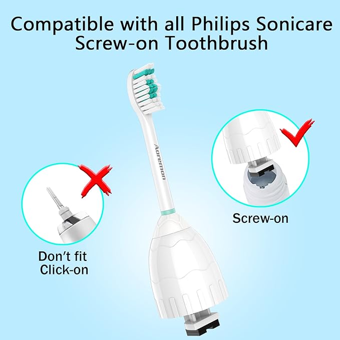 Aoremon Replacement Toothbrush Heads Compatible with Philips sonicare E-Series, 6 Pack Replacement Brush Heads Come with Caps