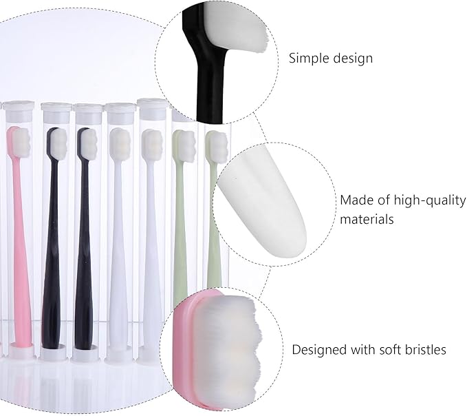 PLAFOPE 8pcs Extra Soft Manual Toothbrushes for Sensitive Teeth with Micro-Nano Floss Bristles Wavy Brush Heads for Oral Care Suitable for Postpartum and Adult Use and Gentle Cleaning