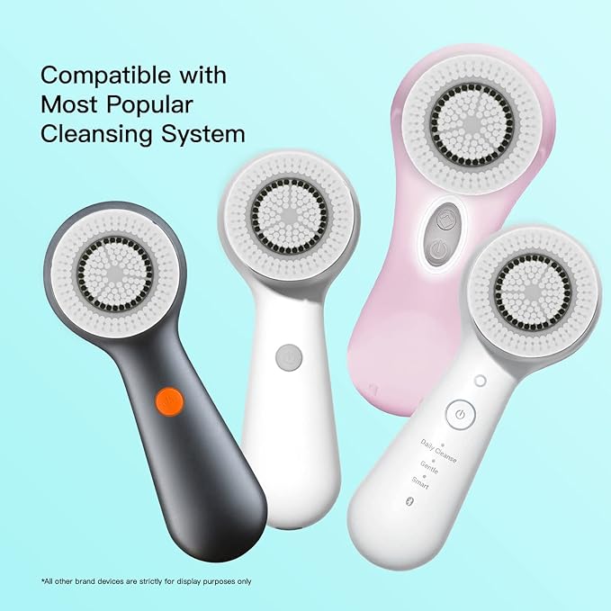 Brushmo Brush Head Replacements Compatible with Clarisonic Mia 1, Mia 2, Mia Fit, Alpha Fit, Smart Profile Uplift and Alpha Fit, Sensitive Facial 4 Pack (Sensitive)