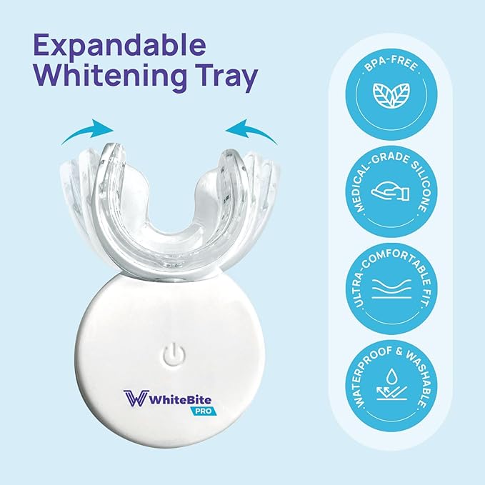 Whitebite Pro Teeth Whitening Kit for Sensitive Teeth – LED Light + 35% Carbamide Peroxide Gel + Remineralizing Gel | Premiuml-Grade Results at Home