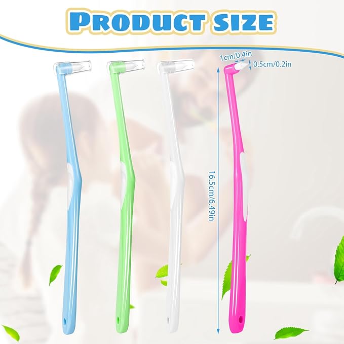 8 Pieces End Tuft Toothbrush with Cover, Soft Interdental Brushes Tapered Brush Braces Toothbrush for Orthodontic Braces Detail Cleaning(Blue/Green/Rose Red/White)