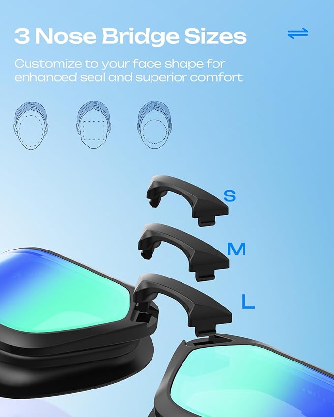 Swim Goggles, Unisex Adult Swimming Goggles for Men Women Youth - Anti Fog, Anti UV, No Leakage, HD Wider View-StrideForce Fitness