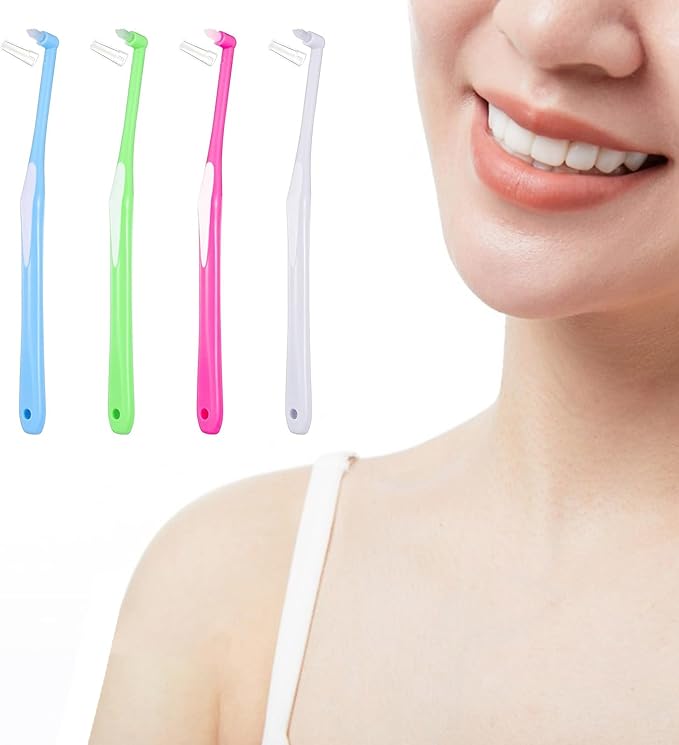 Pack of 4 Soft Bristles Interdental Brushes for Orthodontic Brace Care and Hard to Reach Teeth Sensitive Teeth Brush