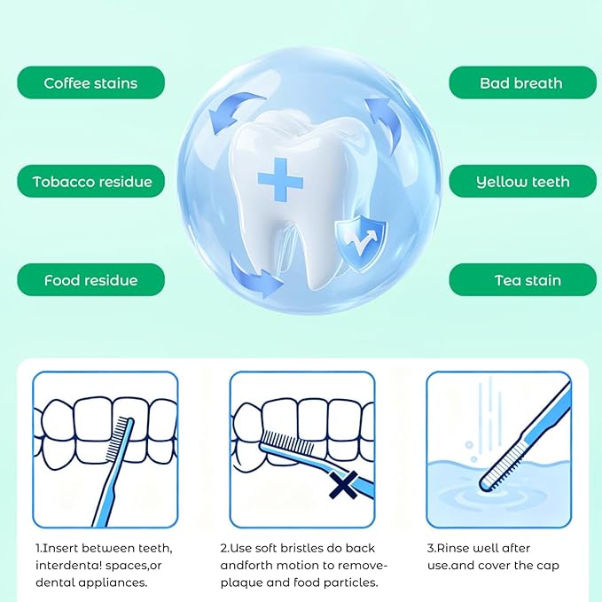 ARTIBETTER 50pcs Interdental Brushes for Braces Floss Brushes for Teeth Toothpick Oral Flossing Head Teeth Cleaning Tool 3mm Red