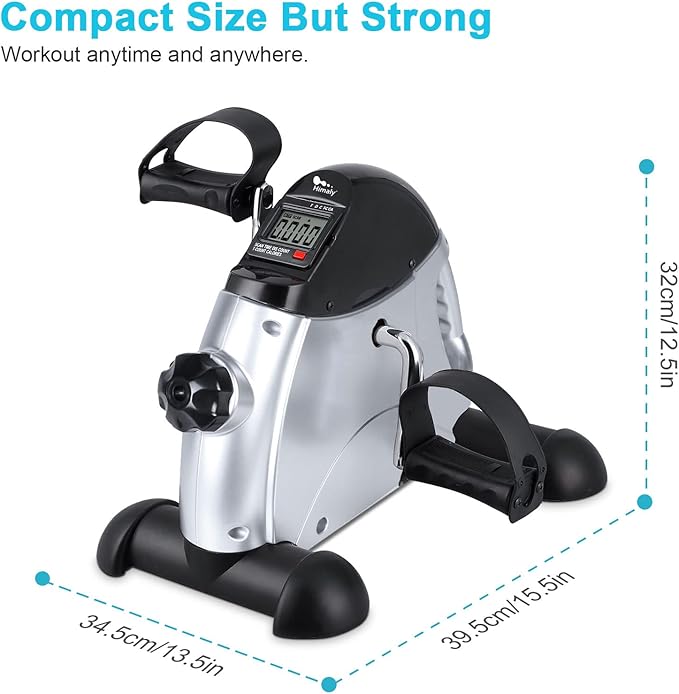 Mini Exercise Bike, himaly Under Desk Bike Pedal Exerciser Portable Foot Cycle Arm & Leg Peddler Machine with LCD Screen Displays-StrideForce Fitness