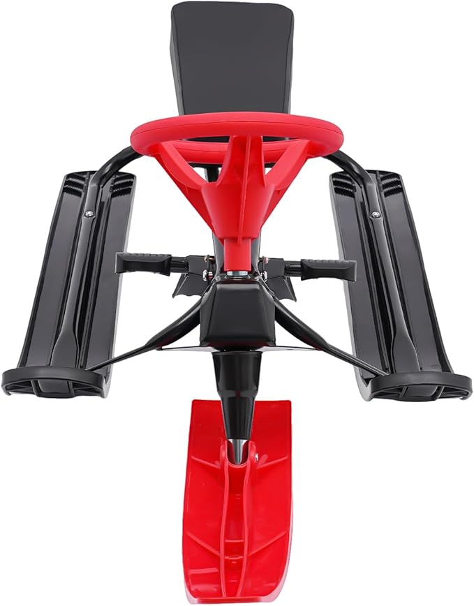 Snow Racer Sled for Kids, Dual Brakes Snowmobile Sled Ski with Steering Wheel, Snow Sledge for Skiing, Ice Skating, Sand Skating, Single Rider 45 x 20 x 15 inches-StrideForce Fitness