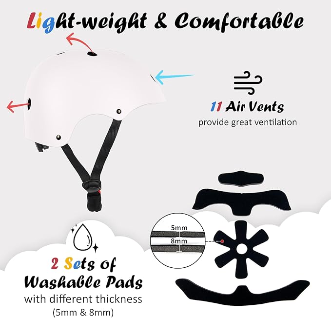 Kids Bike Helmet, Adjustable and Multi-Sport, from Toddler to Youth, 3 Sizes-StrideForce Fitness