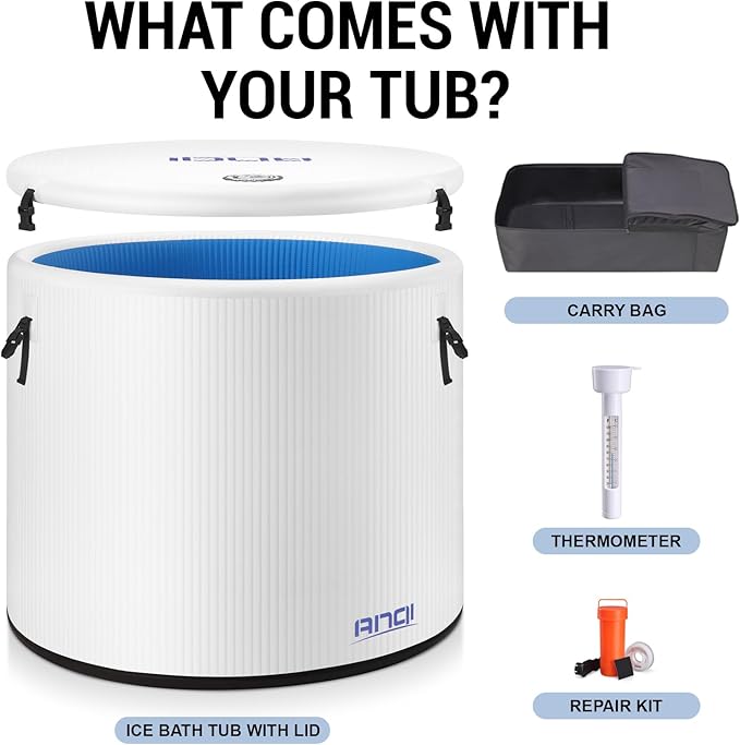 XL Cold Plunge Tub for Athletes, Compatible with Water Chiller, 134-Gallon Inflatable Ice BathTub with Insulated Lid, Thermometer, Pro Grade Cold Plunge Ice Pod for Outdoor & Indoor Cold Water Therapy-StrideForce Fitness