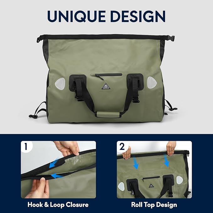 Haimont Waterproof Duffel Bag Roll-top Dry Duffel Bag with Quick-fixed Straps for Motorcycling, Rafting, Boating, SUP, Kayaking, Travel, 50L/70L-StrideForce Fitness