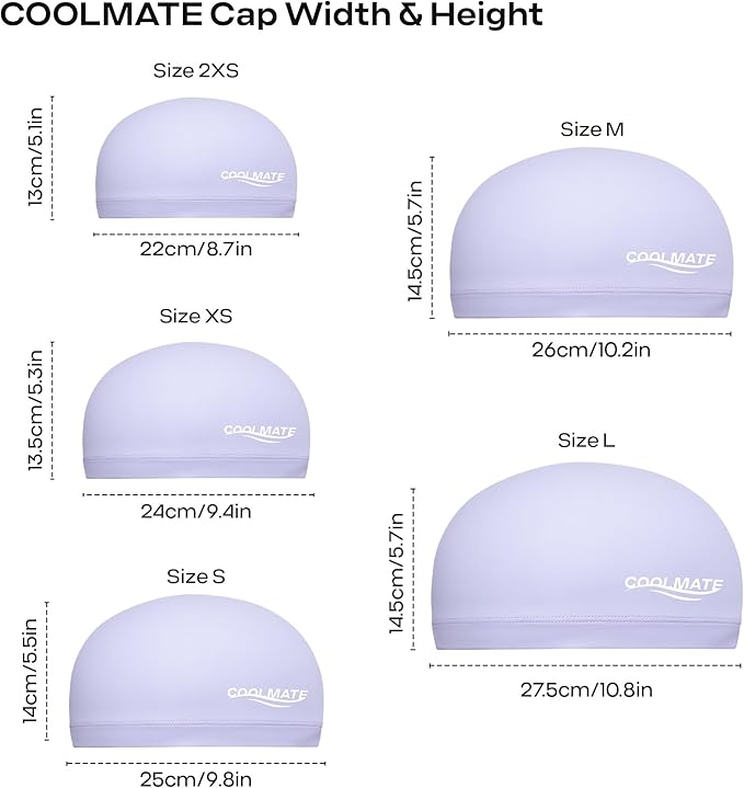 COOLMATE Fabric Swim Cap for Adult Women Men Kid 3 4 6 8 14 16, Silicone Water Resistant Layer, Cloth Swim Cap Gifts for Swimmers, Lightweight for Pool, Lap Swimming (1 pc)-StrideForce Fitness