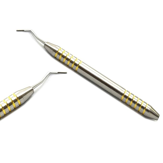 MEDSPO Professional Dental Instruments Osteotome Periotome Luxating Elevator Implant | Orthodontic PDL Teeth | Surgical Root Extraction Spreading (Periotome Gold Set Of 4)