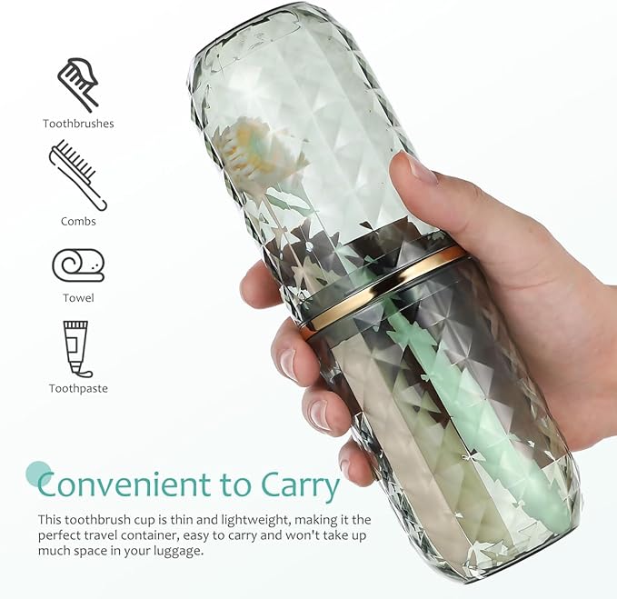 Garneck 2pccs Travel Toothbrush Holder with Cover Portable Double-Cup Mouthwash Cup Green Toothbrush Case Storage Container for Home Bathroom Trip School Camping Hotel