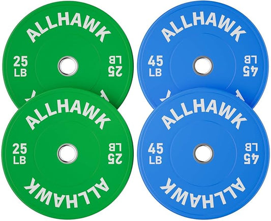 Colored Olympic Weight Plates, 2-inch Rubber Bumper Plate Set for Home Gym Barbell Weight Lifting and Strength Training-StrideForce Fitness